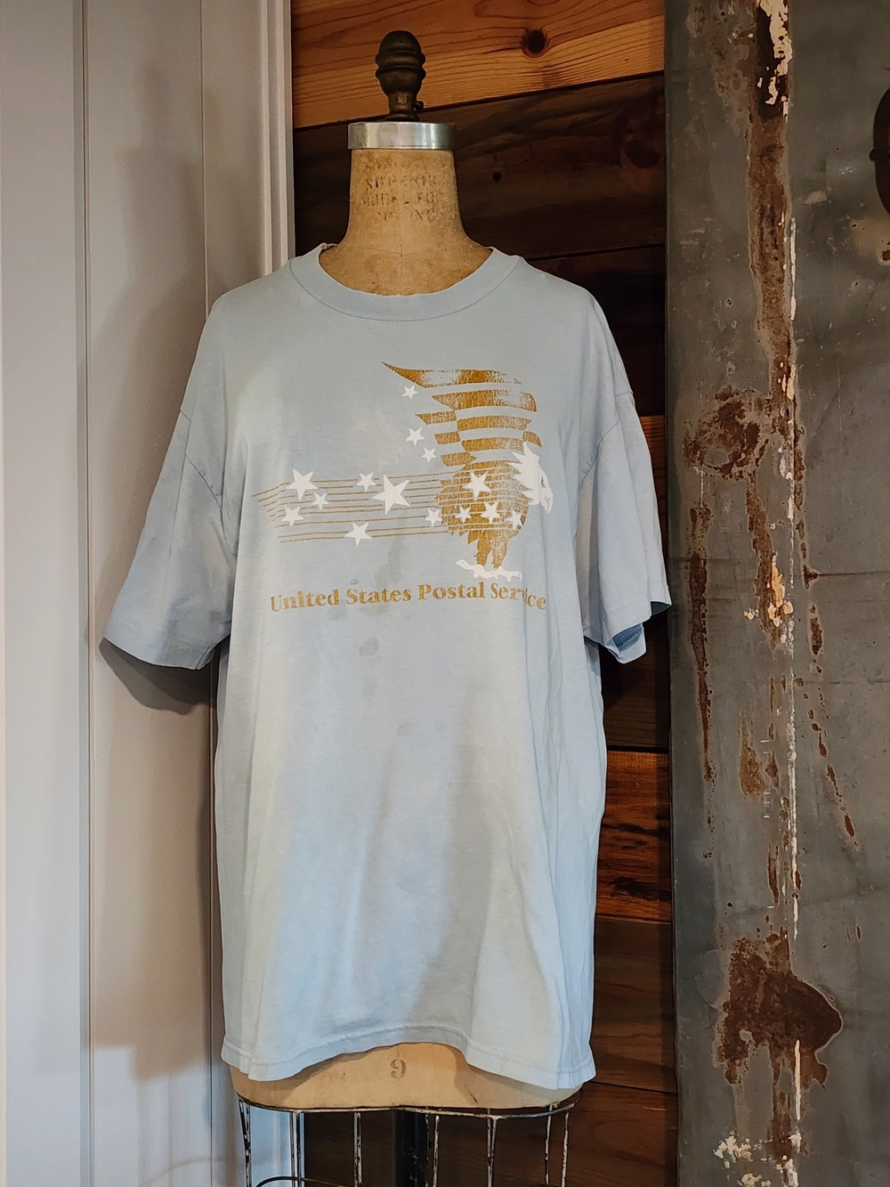 Vintage Thrashed 80's Light Blue United States Postal Service Graphic Tee